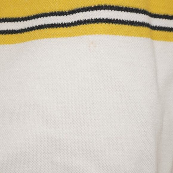 Vintage Lacoste Polo Shirt Size 5 Yellow Striped White Made in France Retro 90s - Picture 3 of 6